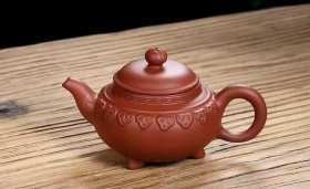 潮州朱泥壶三角如意茶壶中式简约家用功夫泡茶壶