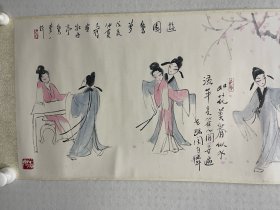 高马得  国画手卷，高马德，男，(1917-2007)，祖籍南京，著名国画画家。金陵画院院长，享誉全国的漫画大师，“三大戏曲人物画大师”之一。