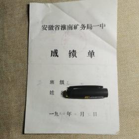 安徽省淮南矿务局一中成绩单，1994年小学部小学五年级成绩单。