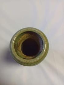 青釉筒瓶 高12公分  无残完整