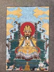 五爷财神唐卡刺绣织锦画