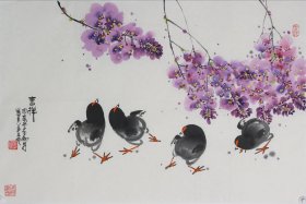 （保真）崔子剑 尺寸：四尺三开 ​ 祖籍河南，现居北京。国家一级美术师、中国美术家协会会员，现任中国国画家协会理事、中国科普作家协会美术专业委员会委员、中国文艺家书画院副院长，国家海协会书画分会理事，金石画馆副馆长，河南省中国书画协会副主席等。