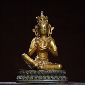 铜 鎏金 【绿度母】 佛像 尺寸：高49厘米 宽26厘米 厚19厘米 重4.3斤