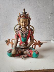 铜镶嵌宝石彩绘佛（重3269克）