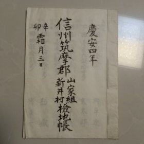 手钞本 《信州筑摩郡山家新井村组检地帐》