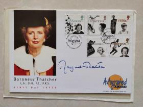 英国首相 铁娘子 撒切尔夫人 Margaret Thatcher 亲笔签名个人纪念封 附原始封套