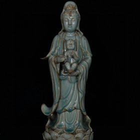 宋代汝窑开片送子观音(47×15cm)