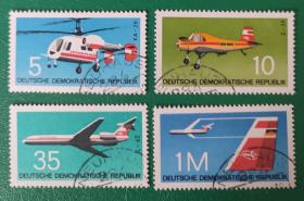 德国邮票 东德 1972年飞机 4全销