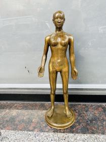纯铜仿古做旧50厘米高女针灸铜人，重约4.6公斤