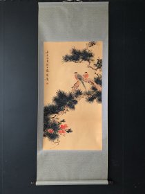棲松有伴，三尺中堂作品 裱好尺寸：174＊77厘米 画芯尺寸：105＊57厘米
