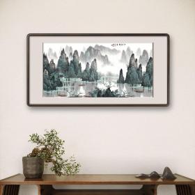 艺术微喷，白雪石 千峰竞秀85x185厘米镜框 茶室书房挂画