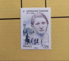 法国邮票收藏2017二战抵抗运动英雄热尔曼·里比埃雕刻版邮票包邮！满百有礼物送！