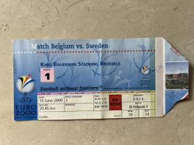 2000年欧洲杯揭幕战 比利时战胜瑞典门票
收藏品，品相如图！