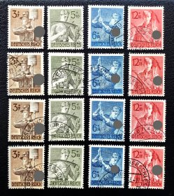 2-731德国1943年上品信销邮票4全。青年义务劳动军8周年。二战集邮。1套价随机发货！