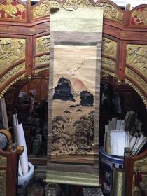昭和时期（对应中华民国时期）小日本回流山水卷轴画（早期印刷品）一幅，尺幅：160*47厘米，品如图，100包邮。