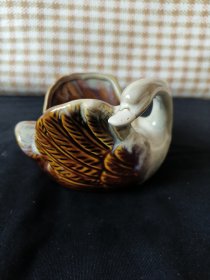 花釉瓷天鹅摆件 烟缸 笔洗【怀旧收藏】【老物件儿】【长14厘米，宽10厘米，高9厘米】·