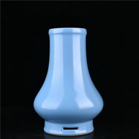￼清雍正天青釉穿带瓶古董古玩古瓷器文玩艺术收藏品
