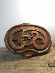 A清代鎏金龙纹吉子，背面背鼠咬，边沿有点虫眼，具体品相以图片为准