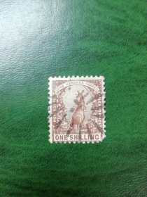 英属新南威尔士邮票1889年袋鼠高值1先令信销票 斯科特目录8.75美元
