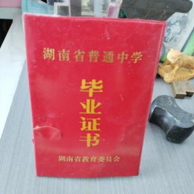 湖南省普通中学毕业证书（湖南师范大学附属中学1990）