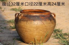 双耳陶罐，黄河流域独有的红土陶，造型憨厚，使用于酒店、茶楼、会所民俗装修，完整无裂，造型古朴，尺寸如图