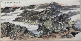 海南省美术家协会会员，实力画家林坚四尺整张山水画《家山春晓》