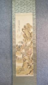 31098号 骨质轴头绢本（菊园/牧岛荣）手绘秋景山水