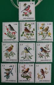 圣马力诺邮票 1972年鸟类 10全新