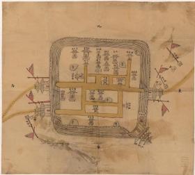 古地图1888 莱州府昌邑县城垣图 清光绪十四年后。纸本大小48.63*43.76厘米。宣纸艺术微喷复制。非偏远包邮