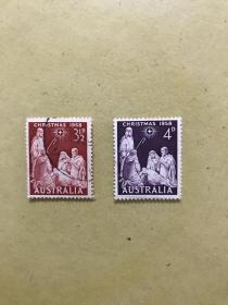 澳大利亚1958年圣诞节邮票（两枚合售）