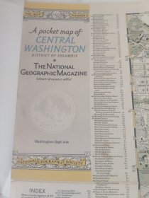 National Geographic国家地理杂志地图系列之1948年9月 A Pocket Map of  Washington 华盛顿地图