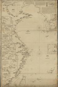 1835 中国东部沿海地区全图。图幅尺寸66.41*98.85厘米。宣纸复制品。古地图0254