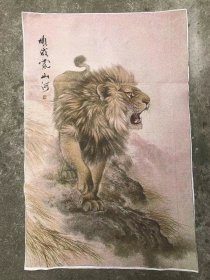 狮子刺绣织锦画