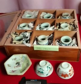 青花水盂9个