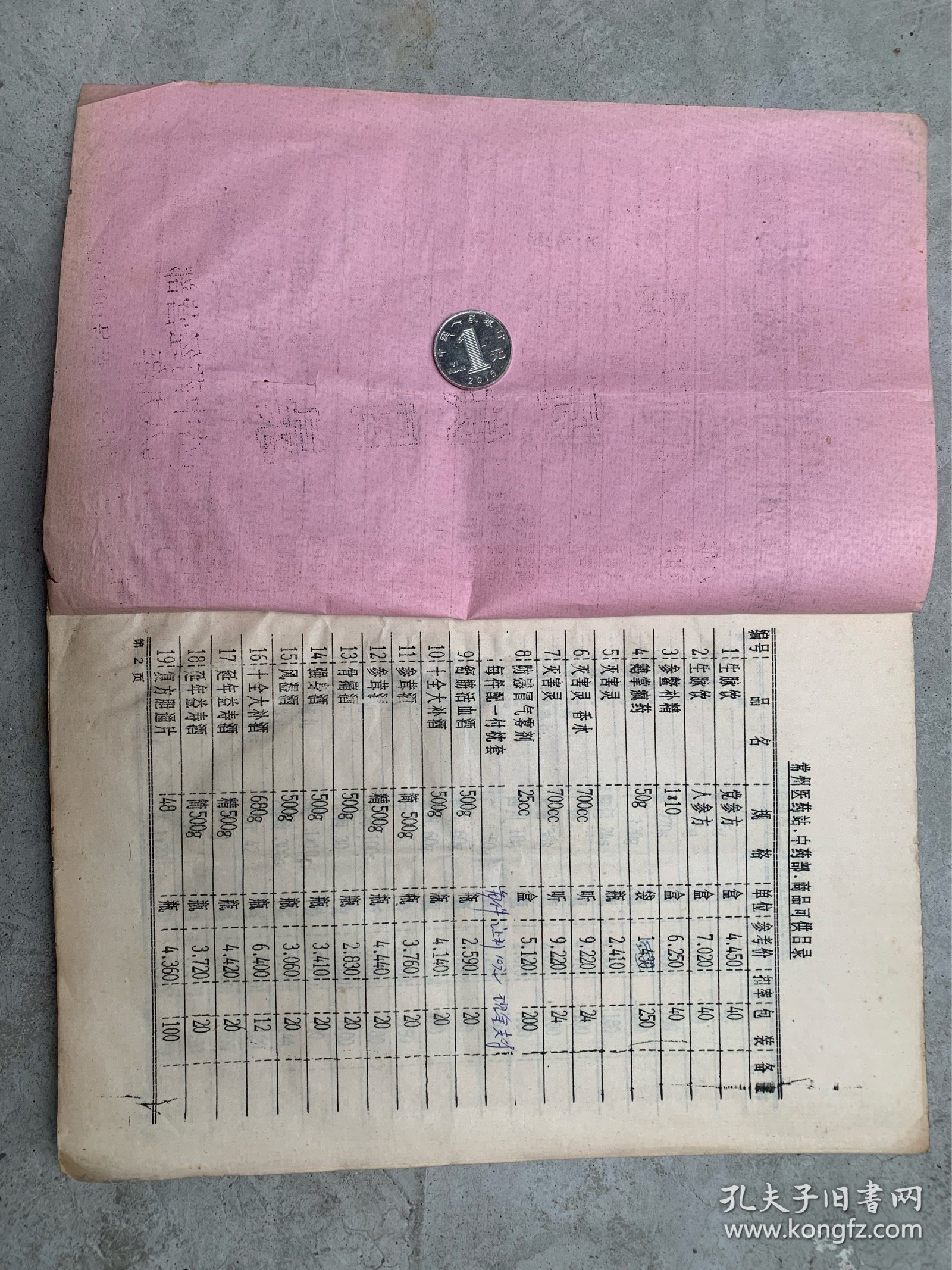 八十年代常州中成药可供目录。