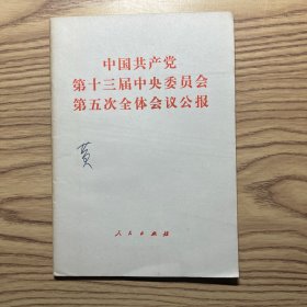 中国共产党第十三届中央委员会第五次全体会议公报