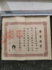 1951年 毕业证书 上海市私立爱群中学 校长    品相尺寸如图