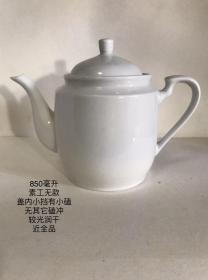 850毫升近全品白釉素工无款老瓷壶567老厂瓷茶壶