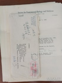 医学之光-关于复建美国实验生物学与医学会北京分会原始手稿资料30余页：美总会致李铭新（著名实验生物学家、肿瘤病因学家、我实验肿瘤学奠基人之一）支持复建北京分会的原函3通、复印函一组；谢少文（1903-，微生物学家、免疫学家、医学教育家，中国科学院学部委员）批示，李铭新教授为此事致美总会、张致一院士、科协官员、美友人信稿一组7页，介绍民国时中国会员、与总会如何政策衔接3页；北京分会筹备组油印一组。