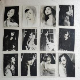 八十年代长发美女照片（黑白艺术照片·有封塑）【 12张 】
