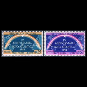 LD107意大利1953北大西洋公约组织4周年 外国邮票 新 2全