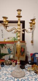 老烛台纯铝鎏金蜡烛台欧式摆件大号，高80厘米，重4斤多，大件发物流，邮费另议。