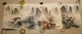 30964号 （文清）纸本手绘《四季山水》四张