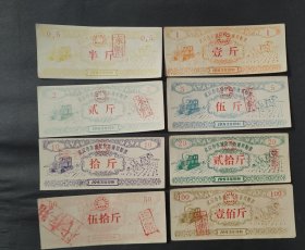 1983年湖北省武汉市东城垸农场通用粮票8枚全套，武汉市粮票