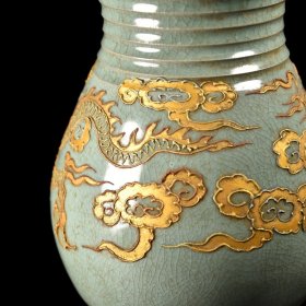金器铜器黄金器皿铜鎏金掐丝瓷器花瓶摆件 约1045克
