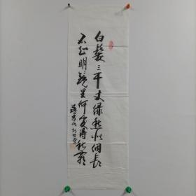 崔延瑶，男，汉族，江西九江人，1947年9月生，艺术家。
《书法》70cm*23cm 设色纸本未裱。