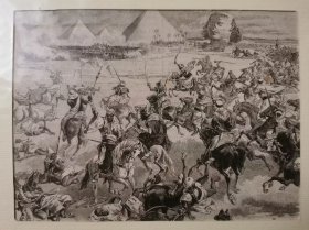 十九世纪拿破仑战争场景版画欧洲古董版画老书页背面卡纸美纹纸