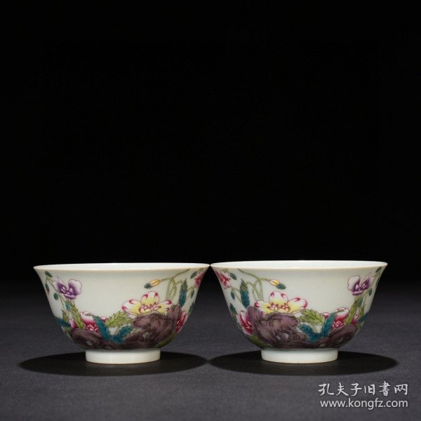 清乾隆珐琅彩虞美人花卉纹杯小碗 5*9.2厘米