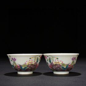 清乾隆珐琅彩虞美人花卉纹杯小碗 5*9.2厘米