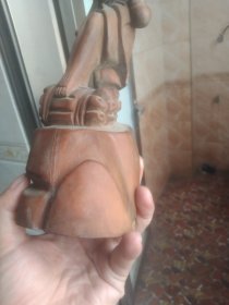 黄杨木纯手工刻樵夫 底有裂纹 卖个手工钱都不够高32Cm